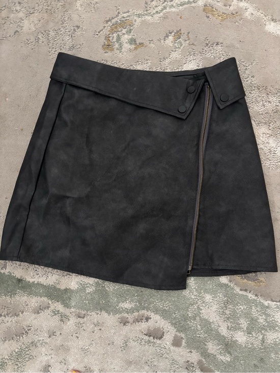 Dresses & Skirts - Black Faux Leather Asymmetrical Mini Skirt